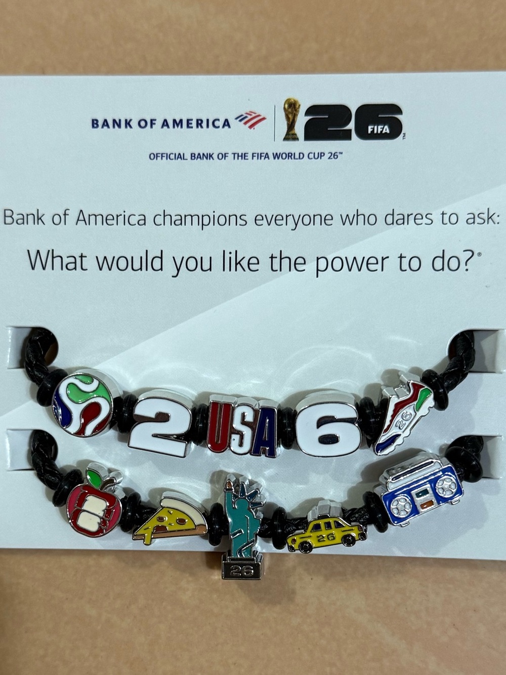 Bank of America FIFA World Cup 2026 Gold & Multicolor NYC theme Charm Bracelet